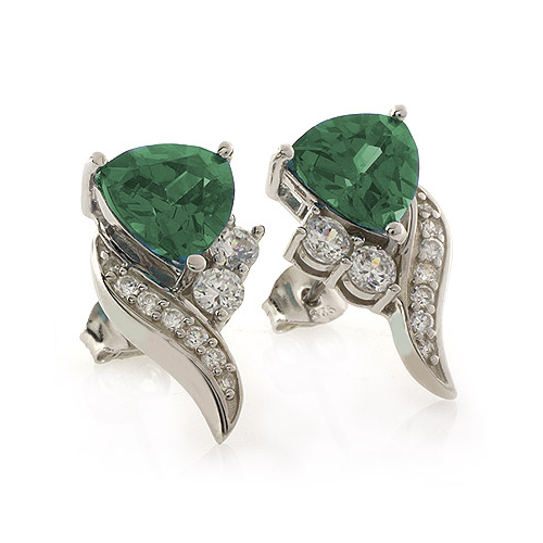 Aretes de Alejandrita Bicolor ( Azul a Verde ) en Plata de Ley