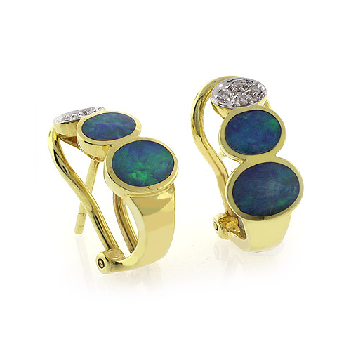 Preciosos Aretes de Oro de 14K con Ópalo Australiano Auténtico