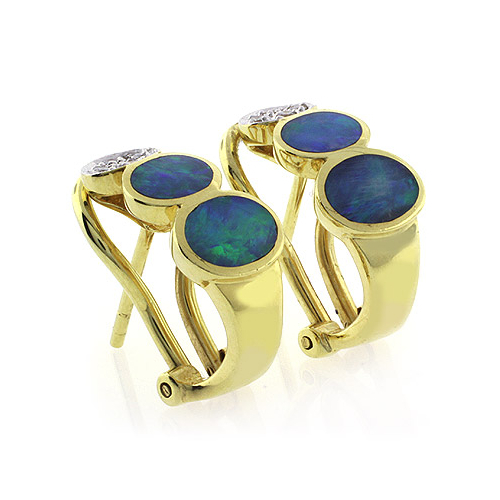 Preciosos Aretes de Oro de 14K con Ópalo Australiano Auténtico