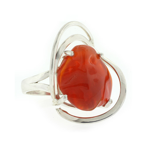Natural Mexican Fire High Quality Opal Silver Ring 7 carat Stone