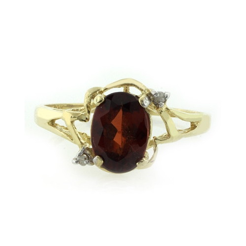 Anillo de Oro Macizo 10K con una Gema de Granate