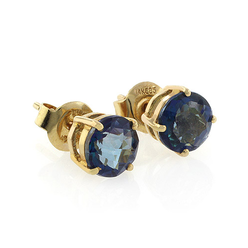 Aretes de Oro de 14K con Topacio Auténtico