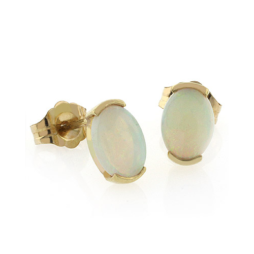 Preciosos Aretes de Oro de 14K con Ópalo Blanco Natural
