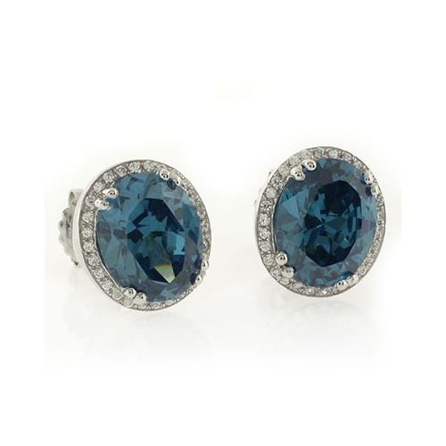 Color Changing Alexandrite Oval Cut Stone Micro Pave Earrings
