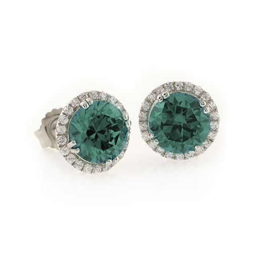 Preciosos Aretes de Alejandrita ( Azul/Verde ) en Plata .925