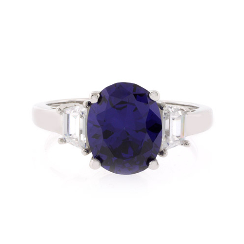 Anillo de Plata con Tanzanita en Corte Ovalado