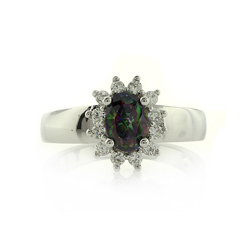 Anillo de Plata Esterlina con Topacio Mistico