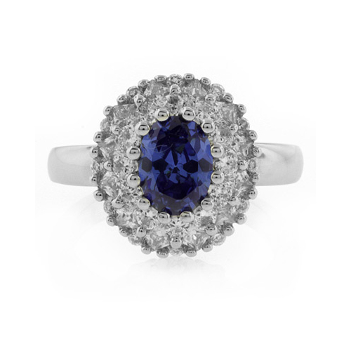 Anillo de Tanzanita con Zirconias Incrustadas