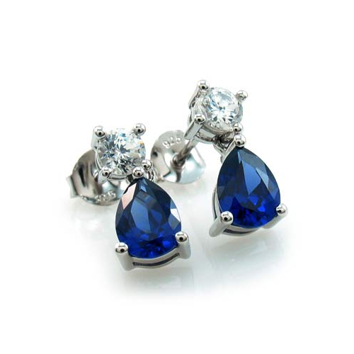 Aretes de Plata .925 con una Gema Tanzanita