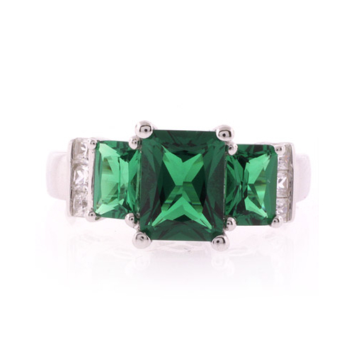 Anillo de Plata .925 con 3 Joyas de Esmeralda