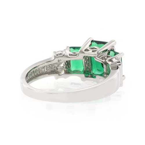 Anillo de Plata .925 con 3 Joyas de Esmeralda