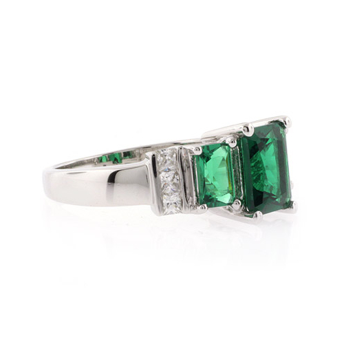 Anillo de Plata .925 con 3 Joyas de Esmeralda