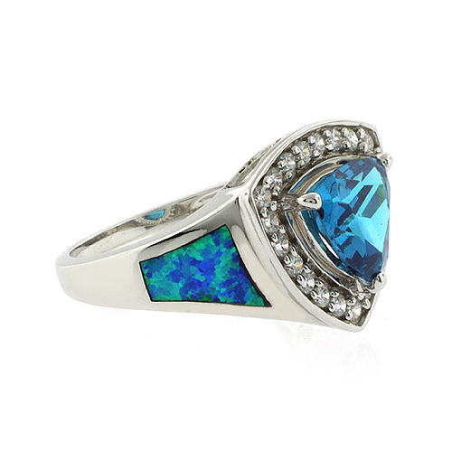 Topacio Azul y Opalo Australiano en Anillo de Plata