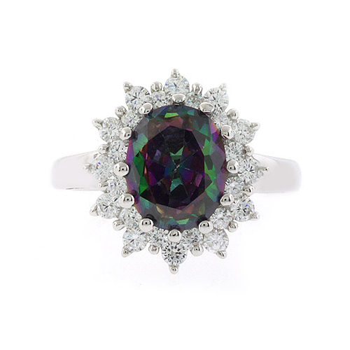 Oval Cut Mystic Topaz Sterling Silver Ring
