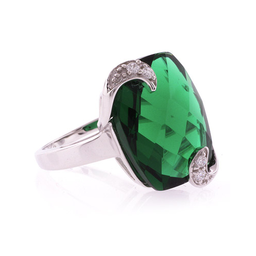Emerald Ring Checkboard Cut Stone