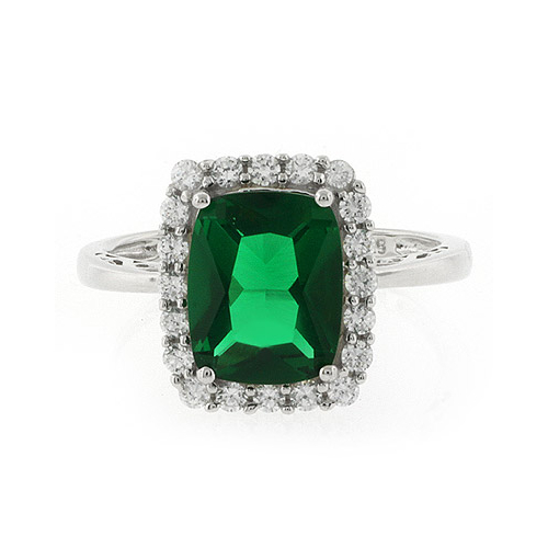Hermoso Anillo de Plata de Ley con Esmeralda