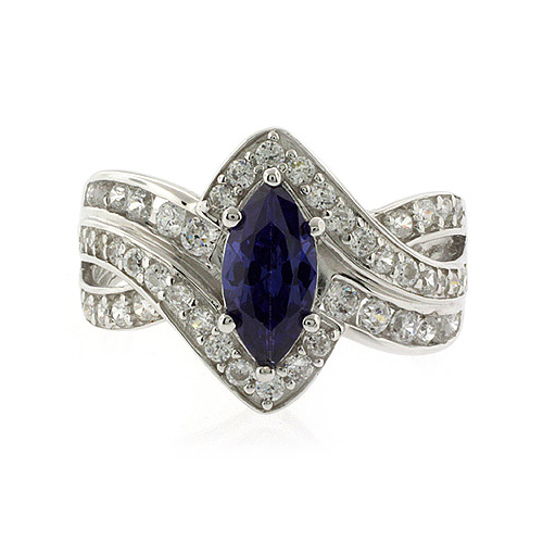 Anillo de Plata .925 con Tanzanita y Zirconias