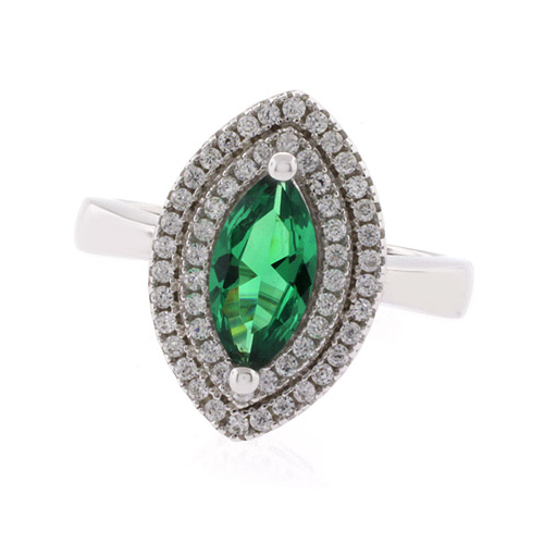 Anillo de Esmeralda en Corte Marquise