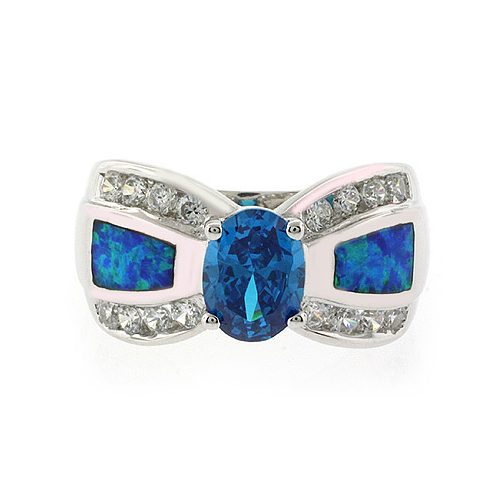 Anillo de Plata con Topacio Azul y Opalo