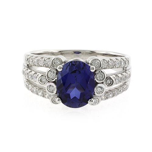Anillo de Zafiro Azul en Plata de Ley .925