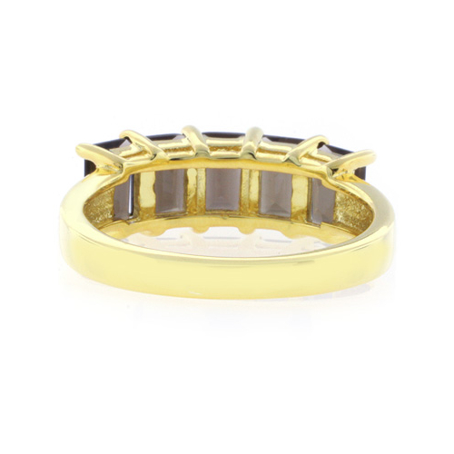 Anillo con Baño de Oro 14K y 5 Gemas de Topacio