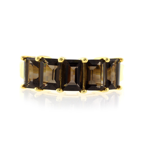 Anillo con Baño de Oro 14K y 5 Gemas de Topacio