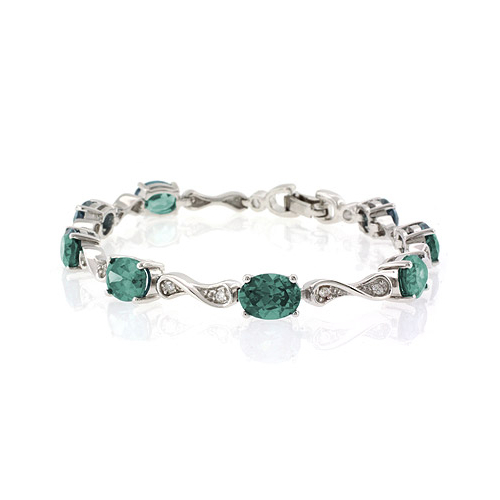 Pulsera de Plata de Ley .925 con Gemas de Alejandrita (Azul/Verde)