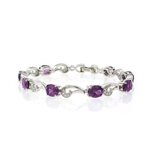 Pulsera de Plata de Ley con Gemas de Alejandrita Bicolor