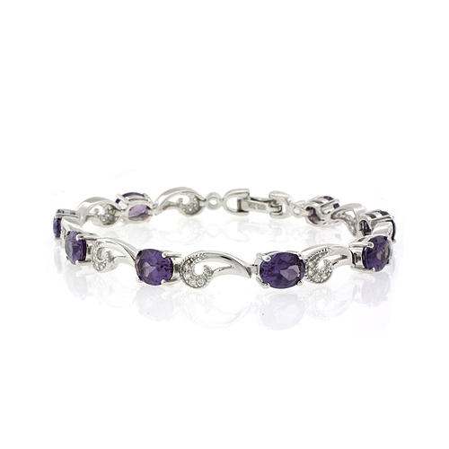 Pulsera de Plata de Ley con Gemas de Alejandrita Bicolor