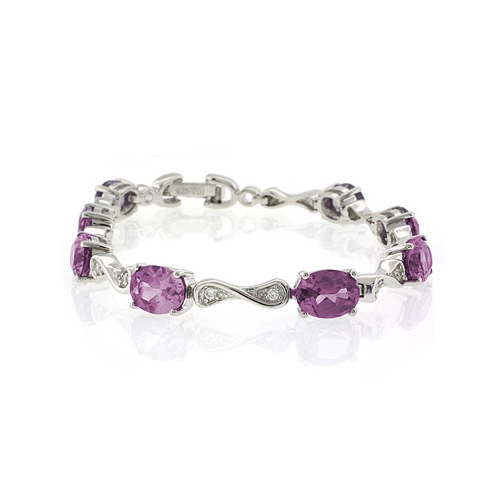 Pulsera de Plata .925 con Gemas de Alejandrita (Rosa/Morado)