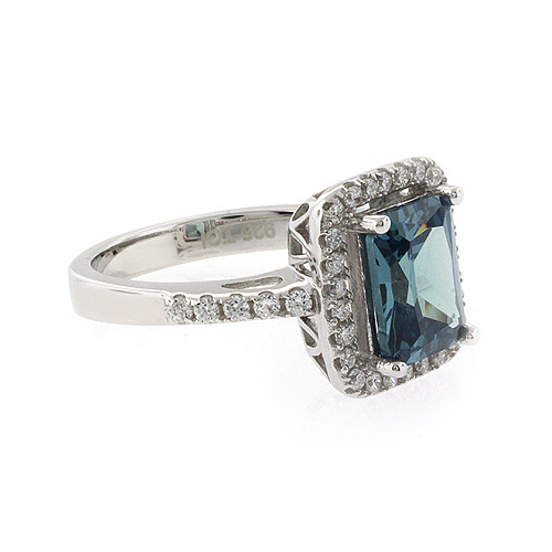 Anillo de Plata Fina de Ley con Alejandrita (Azul/ Verde)