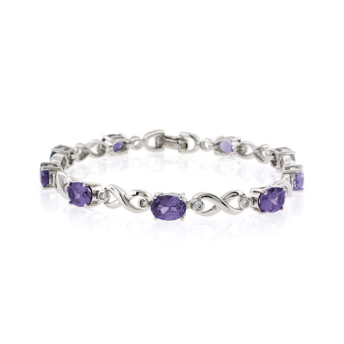 Pulsera de Plata de Ley .925 con Gemas de Alejandrita (Morada/Rosa)