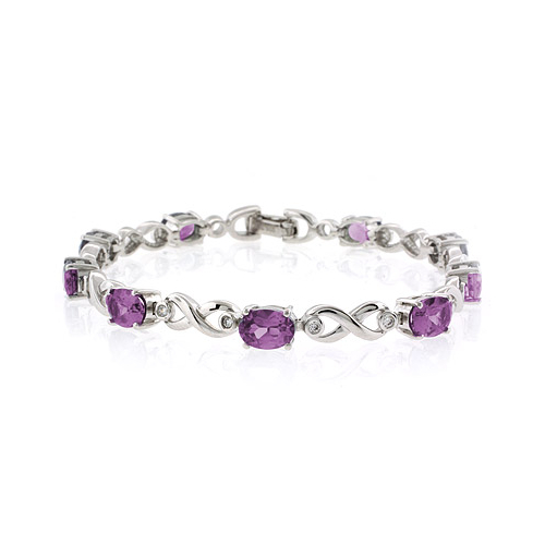 Pulsera de Plata de Ley .925 con Gemas de Alejandrita (Morada/Rosa)