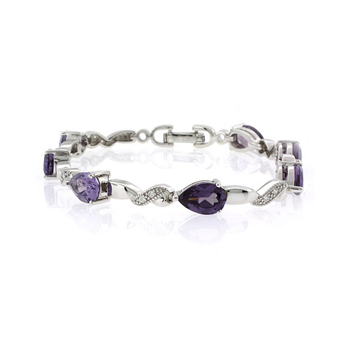 Pulsera de Plata .925 con Alejandrita (Rosa/Morado)