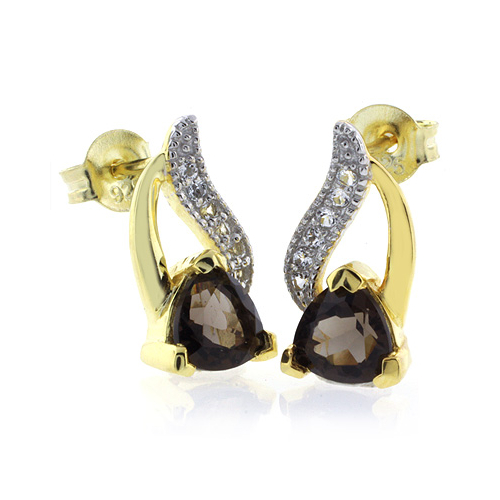Aretes de Topacio en Plata de Ley .925 con Baño de Oro