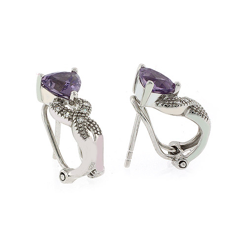 Elegantes Aretes de Alejandrita ( Rosa a Morado ) en Plata .925