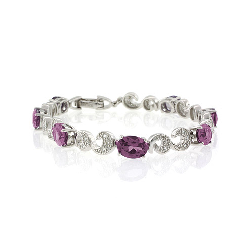 Pulsera de Plata de Ley .925 con Gemas de Alejandrita Bicolor