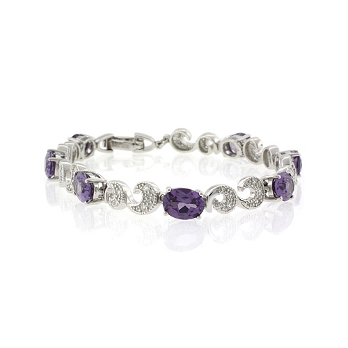 Pulsera de Plata de Ley .925 con Gemas de Alejandrita Bicolor