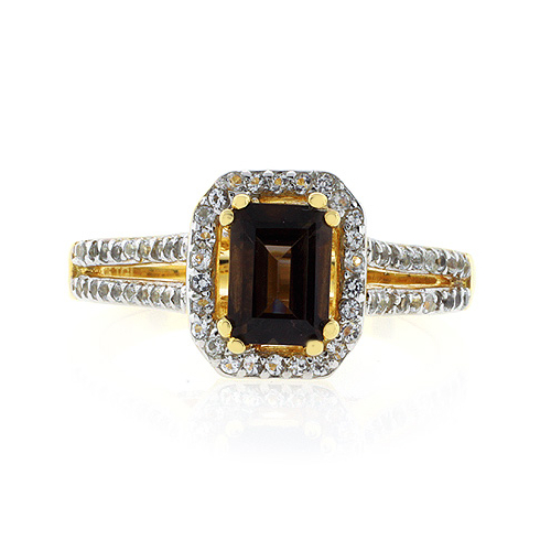 Anillo con Baño de Oro 14K y una Gema de Topacio