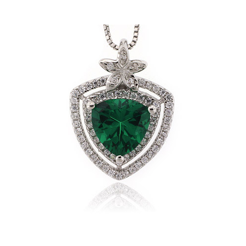 Elegante Dije de Plata Fina .925 con Esmeralda