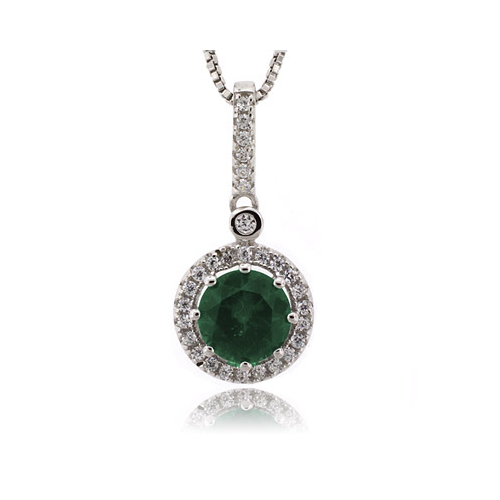 Encantador Dije de Plata de Ley .925 con Esmeralda
