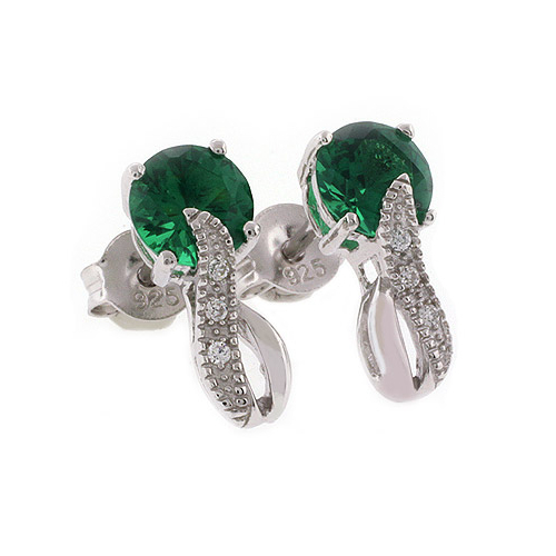 Aretes de Plata Fina .925 con Esmeralda