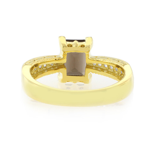 Anillo de Topacio Ahumado con Baño de Oro 14K