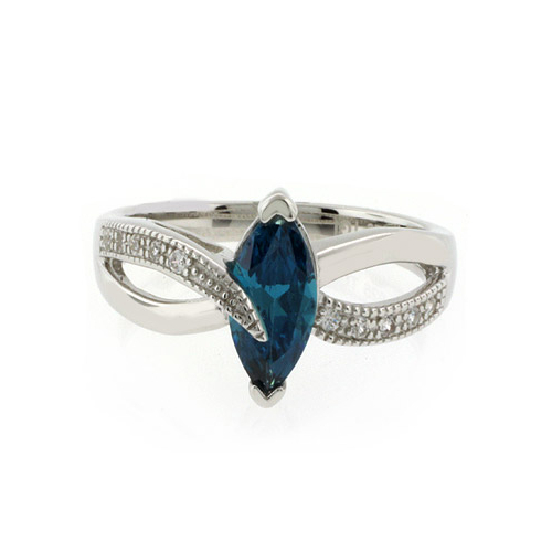 Anillo de Plata Fina con Alejandrita Bicolor ( Azul/Verde )