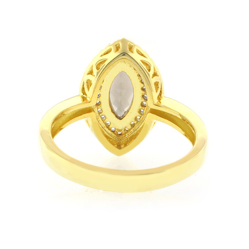 Anillo de Plata con Baño de Oro y Topacio Ahumado