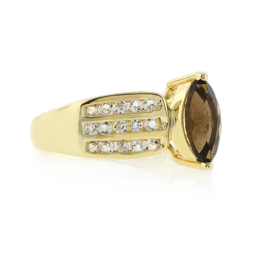 Anillo de Plata .925 con Baño de Oro y Topacio