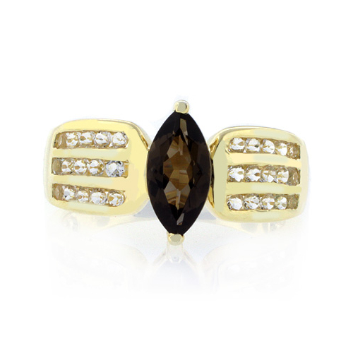 Anillo de Plata .925 con Baño de Oro y Topacio