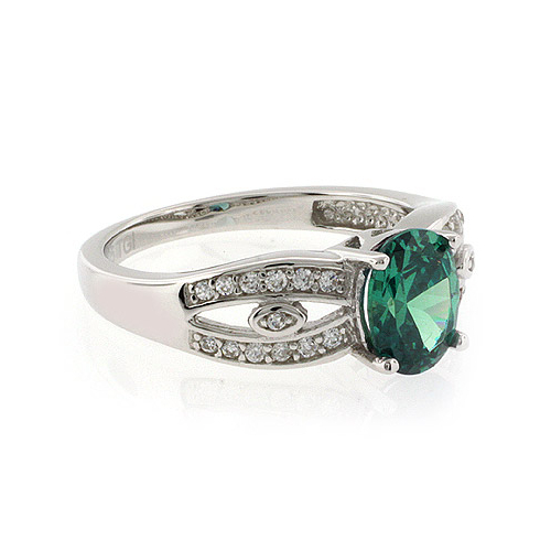 Anillo de Plata Fina con Alejandrita ( Azul/Verde )