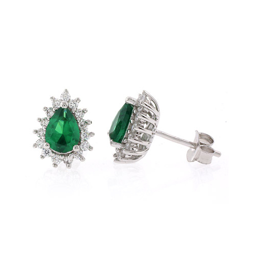 Aretes de Plata Fina .925 con Gemas de Esmeralda