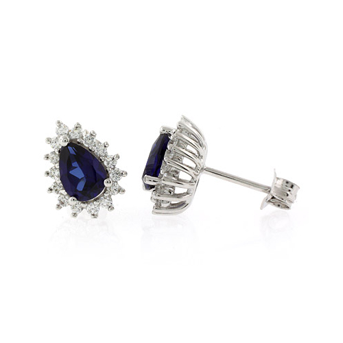 Aretes de Plata Fina .925 con Gemas de Zafiro